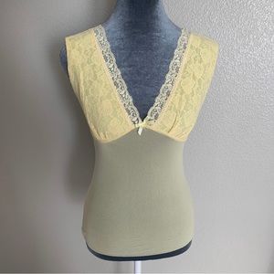 Y2k Yellow Floral Laced top